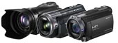  Pohled  na trio hledáčkových videokamer CANON HF-G10, Panasonic HC-X900 a SONY CX-730 (Klik zvětší)