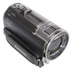 Boční pohled na videokameru Panasonic HC-V700 (Kliknutí zvětší)