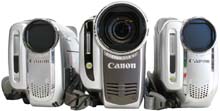 Trojice současných DVD-kamer Canon (Kliknutí zvětší)