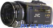 JVC GZ-HM400 v přední perspektivě (Kliknutí zvětší)