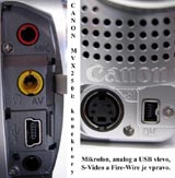 Přípojné konektory MVX250i (Klikni pro zvětšení)