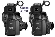 Canon XH A1 a G1 názorně zezadu (Klikni pro zvětšení)