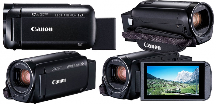 Videokamera Canon HF R806 v různých pohledech