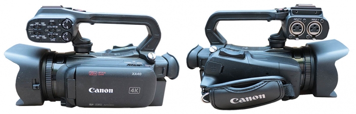 Videokamera Canon XA40 v detailu těla z obou boků