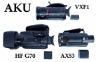Srovnávaná trojice Videokamer a jejich akumulátory...