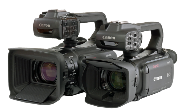 Srovnání videokamer Canon XF405 a XA11 vedle sebe 