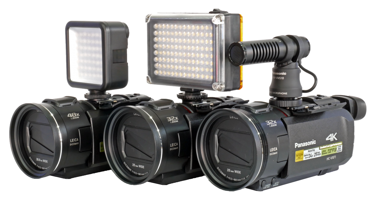 Videokamery Panasonic 2018 - zleva V800, VX1 a VXF1