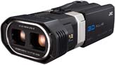 3D-kamera JVC TD1 v přední perspektivě (Kliknutí zvětší)