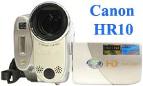 Canon HR10 zepředu s otevřeným LCD (Kliknutí zvětší)