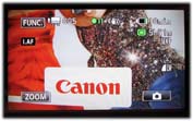 Nabídka funkcí v displeji Canon HFS21 (Kliknutí zvětší)