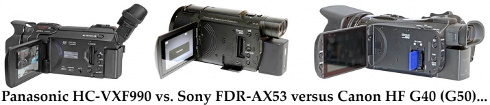 Hledáčkové trio Videokamer  Panasonic - Sony - Canon