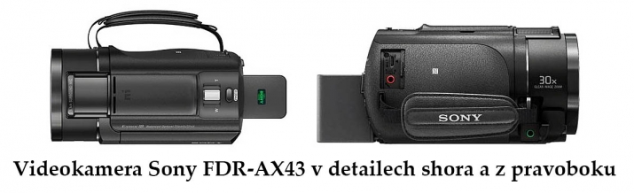 Videokamera Sony FDR-AX43 v detailech jejího těla...