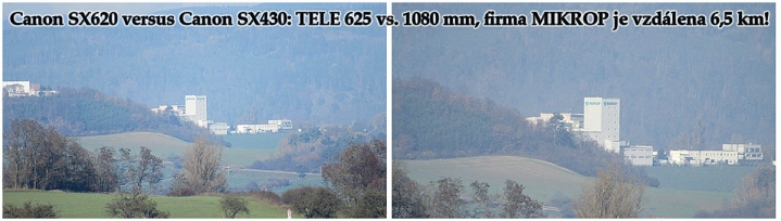 Canon SX620 vs. SX430: srovnání TELE u objektivů...