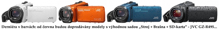 ČTYŘI barevné varianty vodotěsných kamer JVC GZ-R495