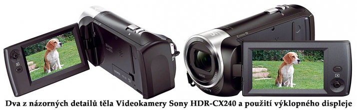 Videokamera Sony HDR-CX240 - polohy výklopného LCD