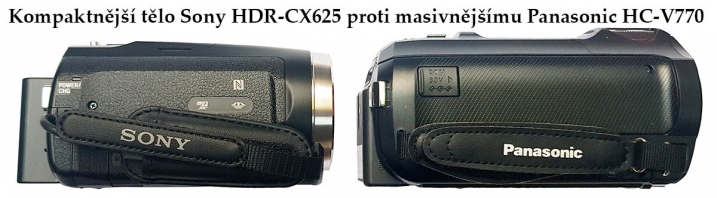 Srovnání elegantních těl Videokamer CX625 a V770 zprava
