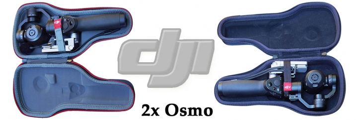 Dvě pouzdra se dvěma krásnými DJI OSMO kamerami