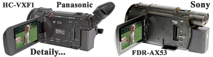 Videokamery VXF1 a AX53 s otevřenými LCD-displeji