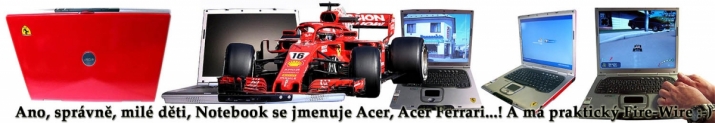 Notebook Acer Ferrari v několika detailech přístroje...