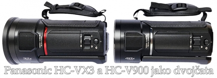 Videokamery Panasonic HC-VX3 a V900 z levého boku