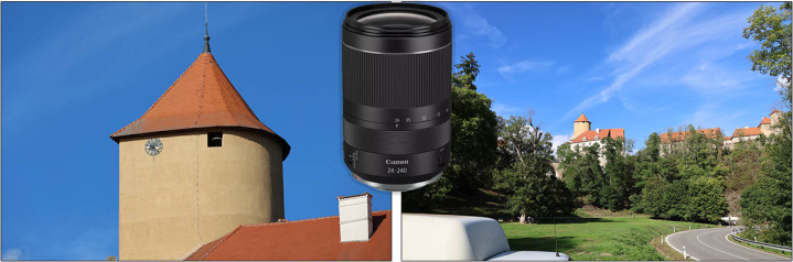 Canon RF 24-240 f/4-6.3 IS USM: rozsah transfokátoru Canon RF 24-240 f/4-6.3 IS USM: rozsah transfokátoru