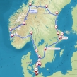 Názorná mapa Skandinávie a cesty v textu popsané...