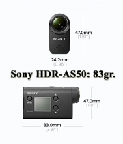 Kamerka Sony HDR-AS50: rozměry a hmotnost strojku