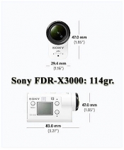 Rozměry a hmotnost většího z obou prcků: Sony X3000  