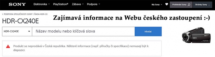 Dezinformace na Webu českého zastoupení o CX240...