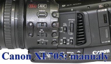Videokamera Canon XF705: voliče manuálních funkcí