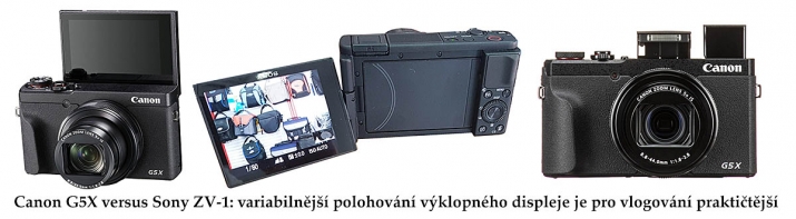 Sony ZV-1 versus Canon PS-G5X: polohovací displej